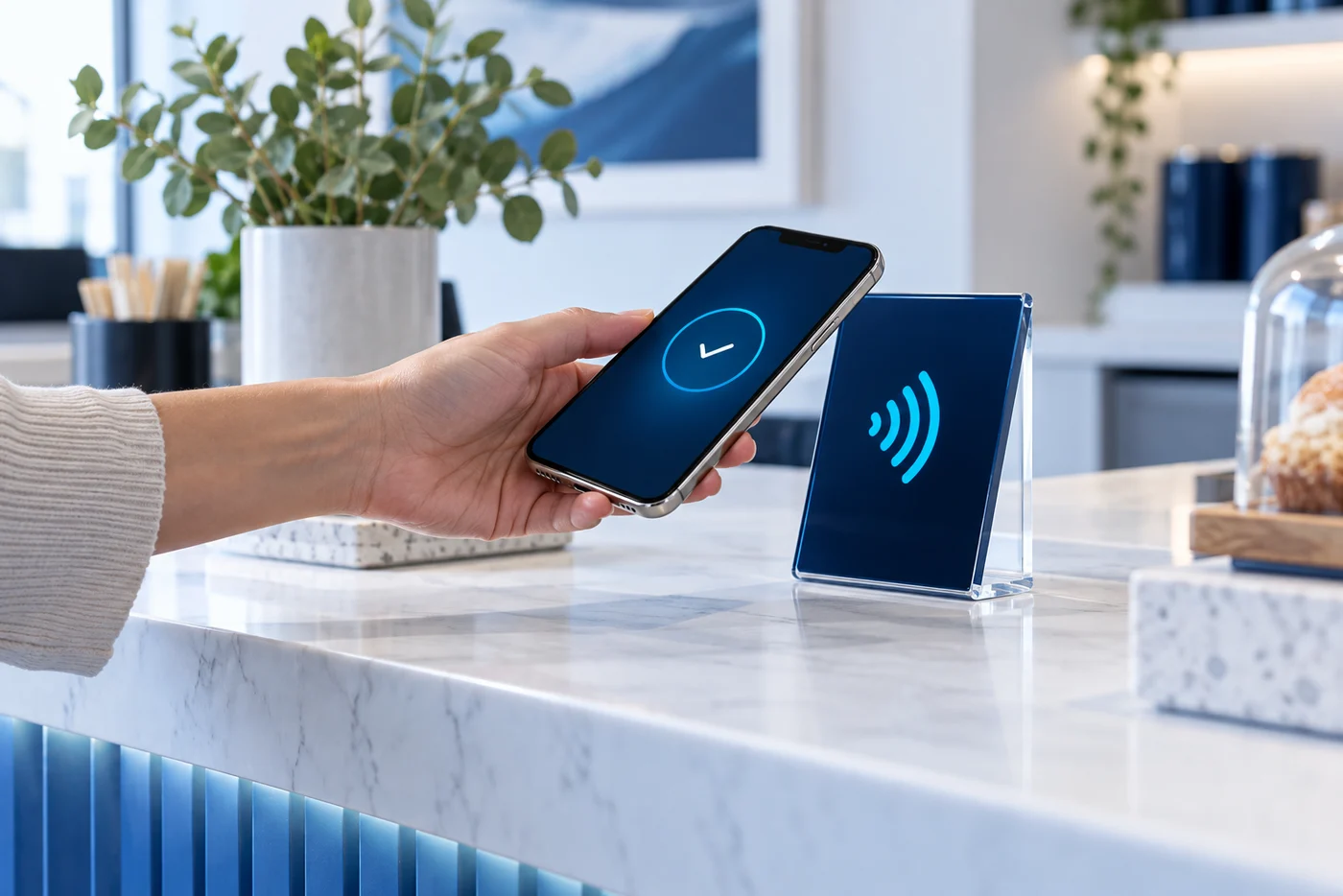 Demonstração ilustrativa da aproximação de um celular à placa NFC